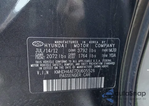 2013 Hyundai Elantra Limited from USA, damaged, VIN KMHDH4AE7DU605526